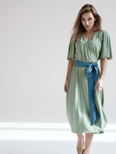 Super Soft Wrap Dress -  Laurel Green S